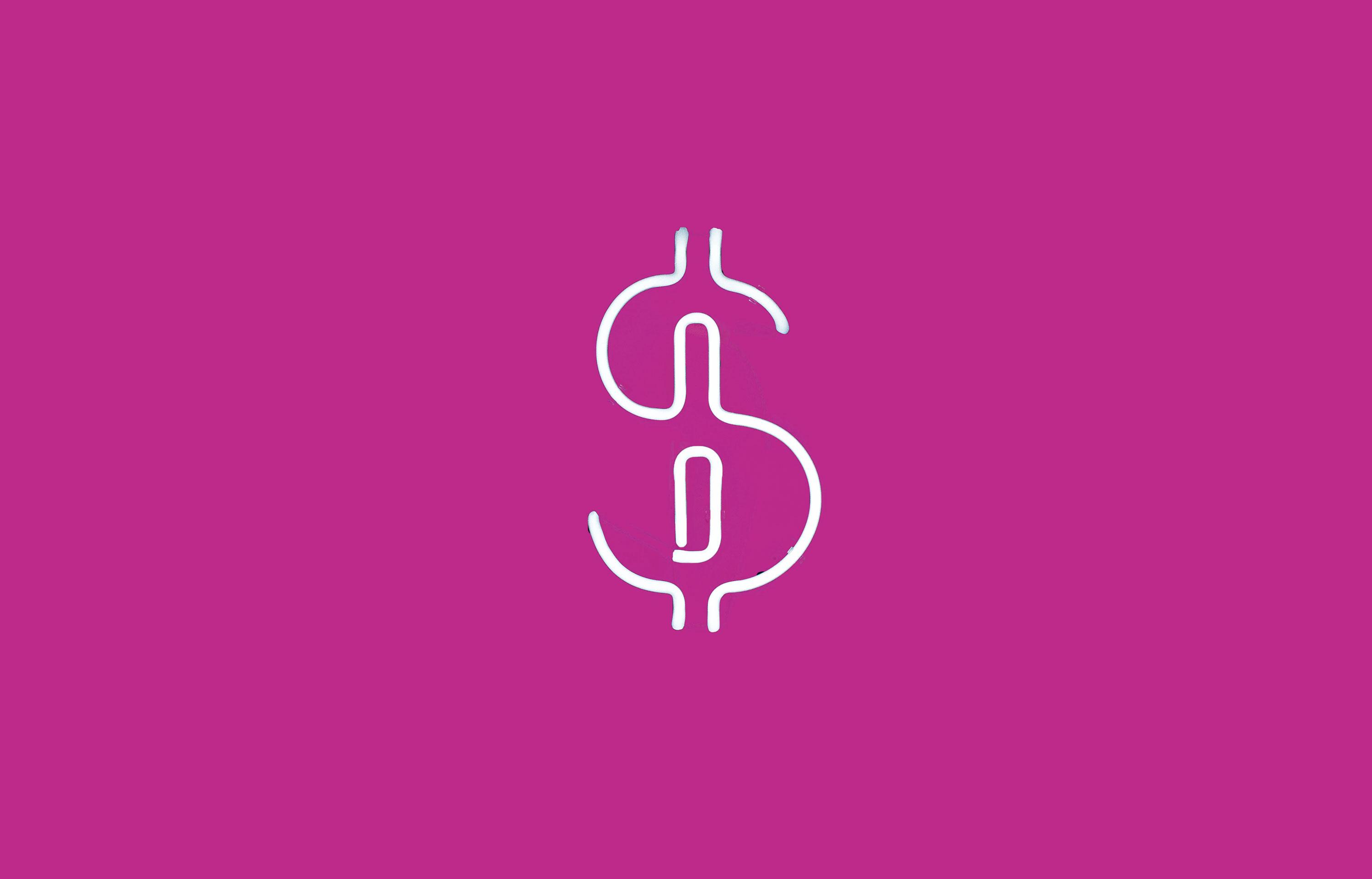 Dollar sign with pink background