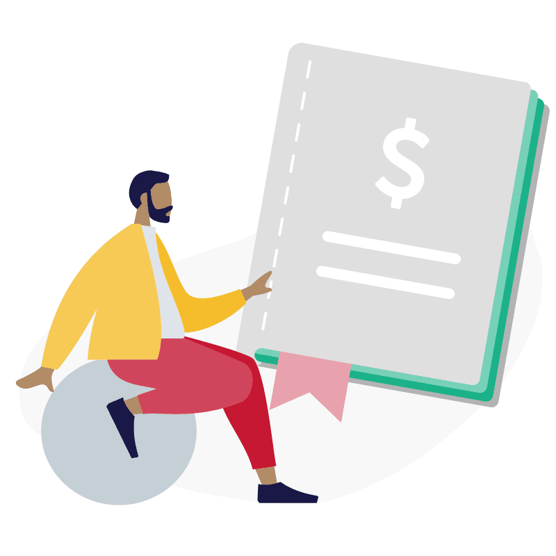 Illustration of man with financial book