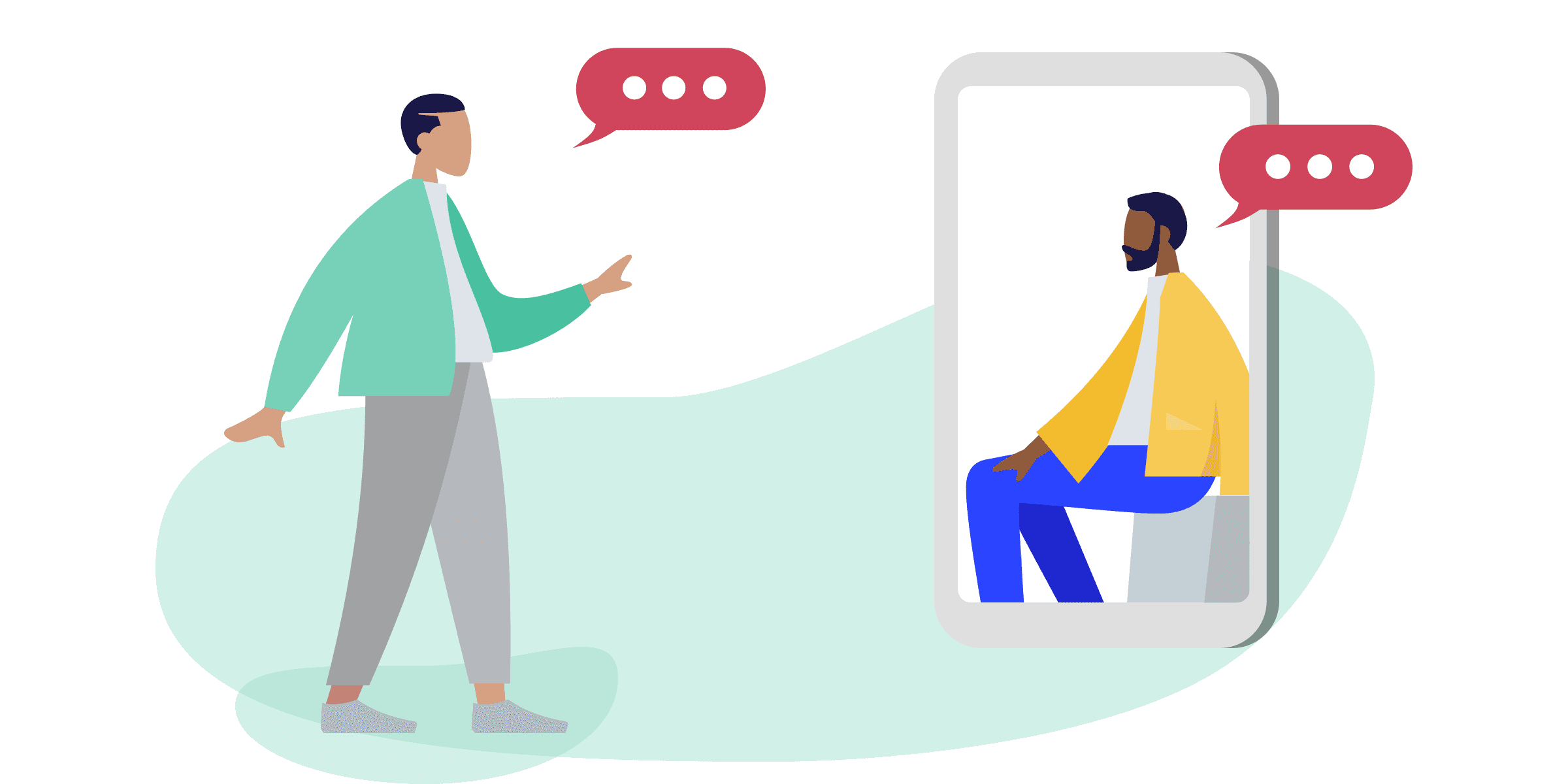 Illustration of two people talking on the phone