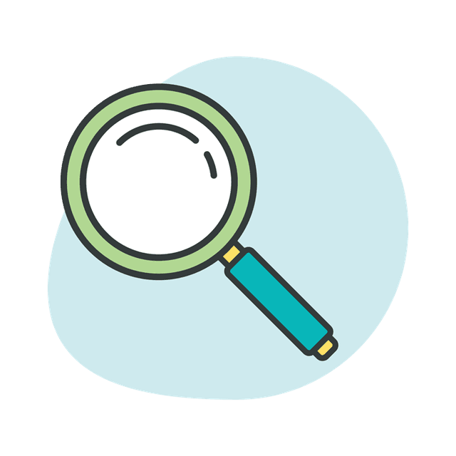 Illustration of a magnifying glass on a blue background