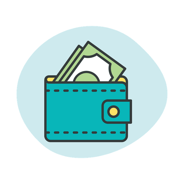 Illustration of a wallet with money inside
